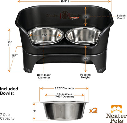 Neater Feeder Express Mess Proof Dog Bowls Elevated for Small Breeds under 15 Lb, Made in USA, No Spill Raised Dog Food Bowl Stand, Stainless Steel Food and Water Bowl Set, Feeding Station, Cappuccino