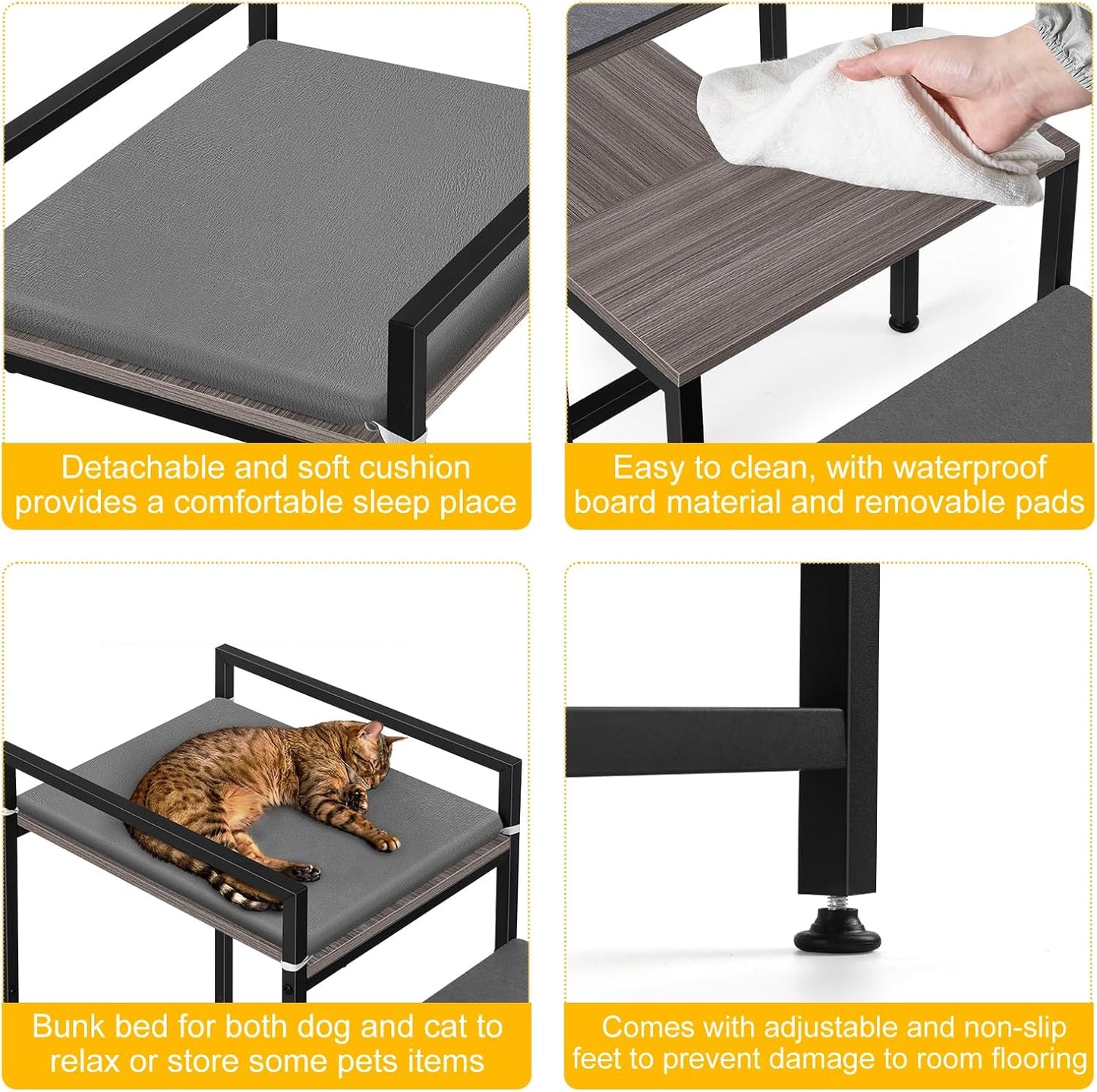 Dog Window Perch Dog Steps for High Beds and Couch, 22''H Non-Slip Stairs for Small Medium Cats, 4 Steps Pet Bunk Bed with Stair, Sturdy Frame