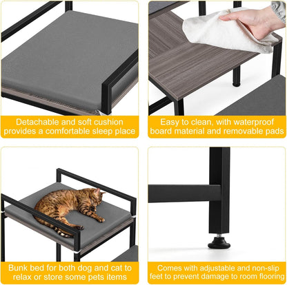 Dog Window Perch Dog Steps for High Beds and Couch, 22''H Non-Slip Stairs for Small Medium Cats, 4 Steps Pet Bunk Bed with Stair, Sturdy Frame