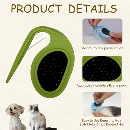Double Row Undercoat Rake for Dogs & Cats - Wooden Handle Metal Dog Comb, Pet Grooming Dog Rake for Deshedding & Detangling