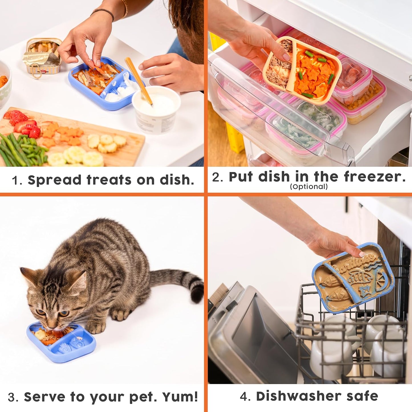 Awoo Lick Dish - Silicone Lick Mat + Slow Feeder for Cats & Small Dogs - Non-Slip Design with Suction Cups - Dishwasher Safe, Extends Mealtime, Reduces Anxiety (Periwinkle)