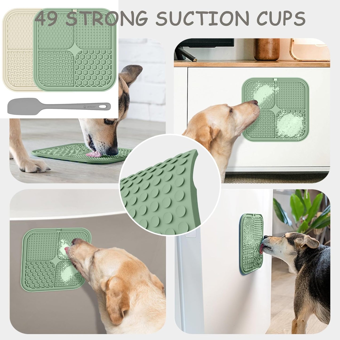 ChefAide 2 Pack Lick Mat for Dogs,Cats,Upgraded 8.5×8.5 inches Licking Mats with Suction Cups,Slow Feeder Licking Pad for Anxiety Relief and Boredom Reducer,Suitable for Dog Training Set 3