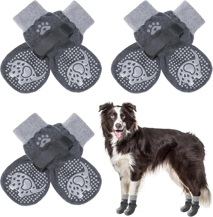 SCENEREAL 6Pcs Anti Slip Dog Socks to Prevent Licking Paws for Hot/Cold Pavement, Dog Grippy Socks for Hardwood Floors, Dog Shoes for Boots & Paw Protectors for Puppy Small Medium Large Senior Dogs