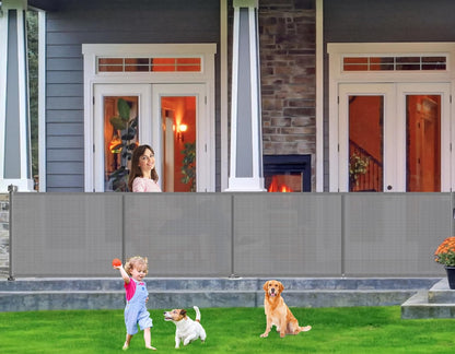 Upgrade 120 inch Retractable Baby Gates, EZIGO Extra Wide Baby Gate for Large Opening Extra Long Mesh Gate for Kids or Pet Dog Gate Child Safety Gate for Stairs Hallways Doorway Indoor Outdoor, Gray