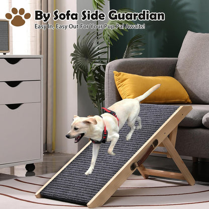 Wooden Foldable Dog Ramp Portable Pet Ramp,Car Ramp with Built-in Handle for Travel, 4 Adjustable Heights 9.8" to 18.1" for Small Dogs