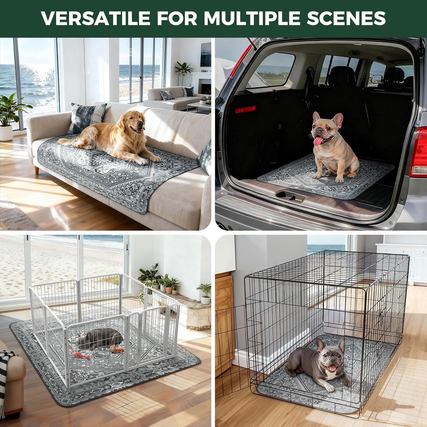 FXW Washable Pee Pads for Dogs, Puppy Pads with Super Absorbent, Specifically Designed for FXW Rollick/Homeplus 24inch 6 Panels Dog Playpen, 39" x 63" Rectangle, Khaki, 1 Pack