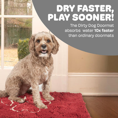 Dog Gone Smart Dirty Dog Doormat - Fast Drying Rug with Super Gripper Backing for Clean Floors - Super Absorbent and Machine Washable Mat for Muddy Paws - Grey