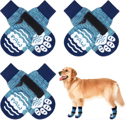 BEAUTYZOO Anti-Slip Dog Socks,Dog Shoes for Hot/Cold Pavement,Paw Protectors with Grips 3 Pairs for Puppy Small Medium Large Senior Old Dogs,Dog Socks to Prevent Licking and Hardwood Floor Protection