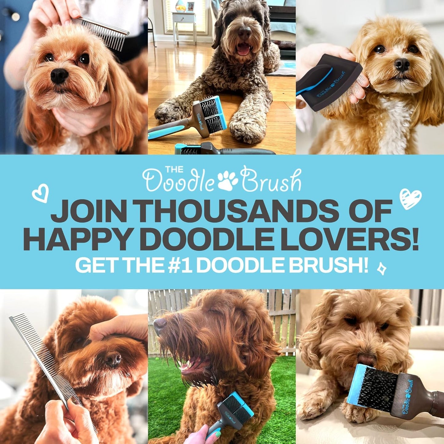 Grooming Kit, Slicker Dog Brush and Finishing Comb Set, Detangler & Dematting Grooming Tools for Dogs, Extra Long Pin Slicker & Metal Comb for Goldendoodle, Cockapoo, Cavapoo, Poodle