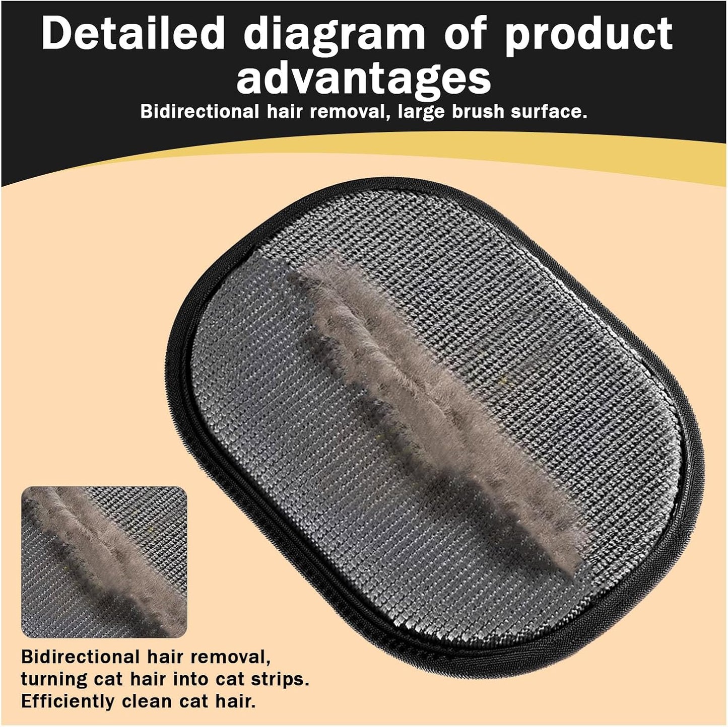 3pcs Pet Hair Remover, Electrostatic Pet Hair Removal Gloves, Reusable Cat & Dog Hair Remover for Couch, Furniture, Carpet, Curtain, Upgraded Animal Fur Removal Tool, Cat Grooming Gloves