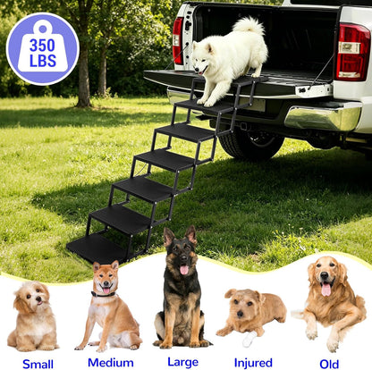 Dog Steps for Car and Truck,25.6" H Foldable Dog Stairs for Large Dogs, Lightweight Pet Stairs Supports Up to 350 lbs, 5 Steps