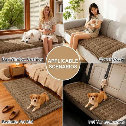 hyha Couch Covers for Dogs Washable, Non Slip Plush Dog Sofa Protectors, Fuzzy Pet Couch Covers for 3 Cushion Sofa Pet Friendly (Camel, 27.6" x 59") - Colors A