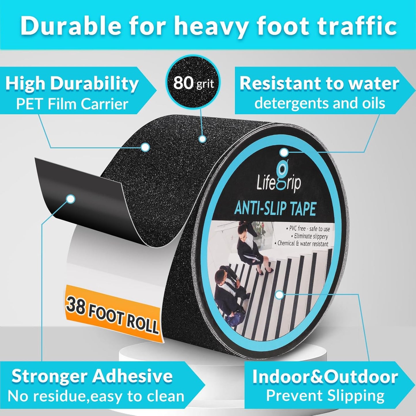 LifeGrip Anti Slip Transparent Anti Slip Tape, 4 inch by 30 feet, Non-Slip Traction Grip Tape to Tubs, Boats, Stairs, Clear, Soft, Comfortable for Bare feet (4" X 30')