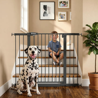 Mumeasy 36" High Extra Tall Dog Gate, 29.6"-40.5" Wide Pressure Mounted Tall Baby Gate for Dog, Auto Close Pet Gate with Door for Stairs,Doorways,House,Black