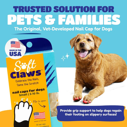 Soft Claws Nail Caps for Dogs with Non-Slip Design Made in USA - 40 Dog Nail Covers for Long-Lasting Protection of Floors and Furniture - Silver, XX-Large