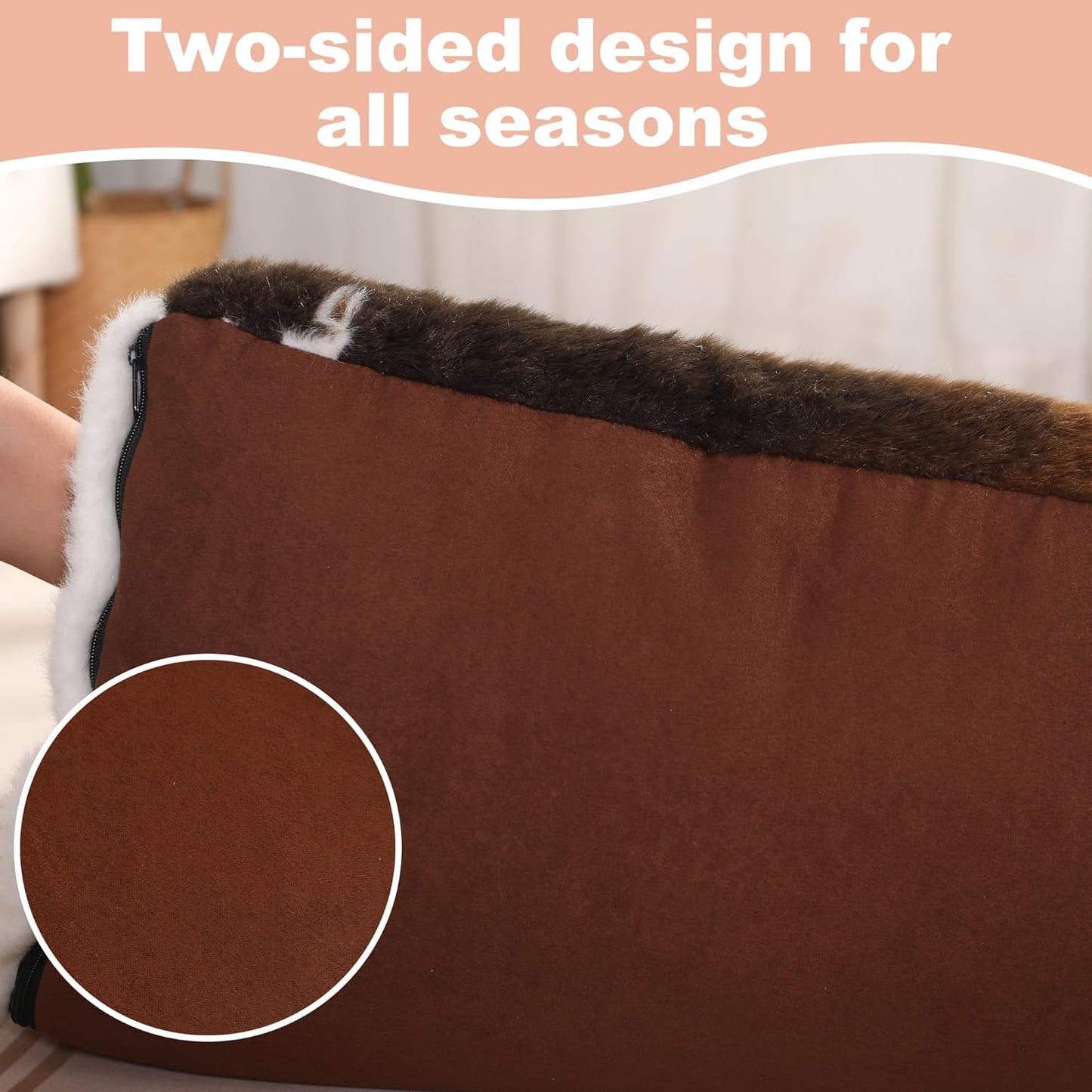 Bedfolks Waterproof Dog Crate Bed, Plush With Removable Washable Cover, Faux Fur Crate Pad for Medium Dogs, Fluffy Kennel 29"x21", Dark Grey