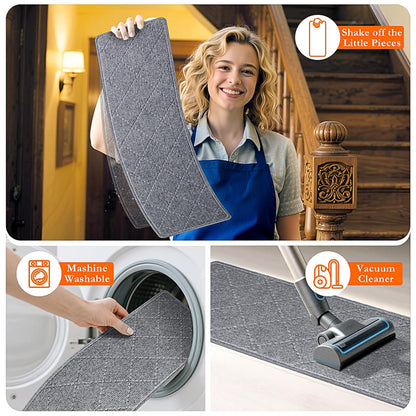 Stair Treads for Wooden Steps 15 PCS - 8’’ x 30’’, Non Slip Stair Runner, Machine Washable Stair Rugs Strips for Kids Pets and Elderly, Indoor Carpet for Stairs (Grey)