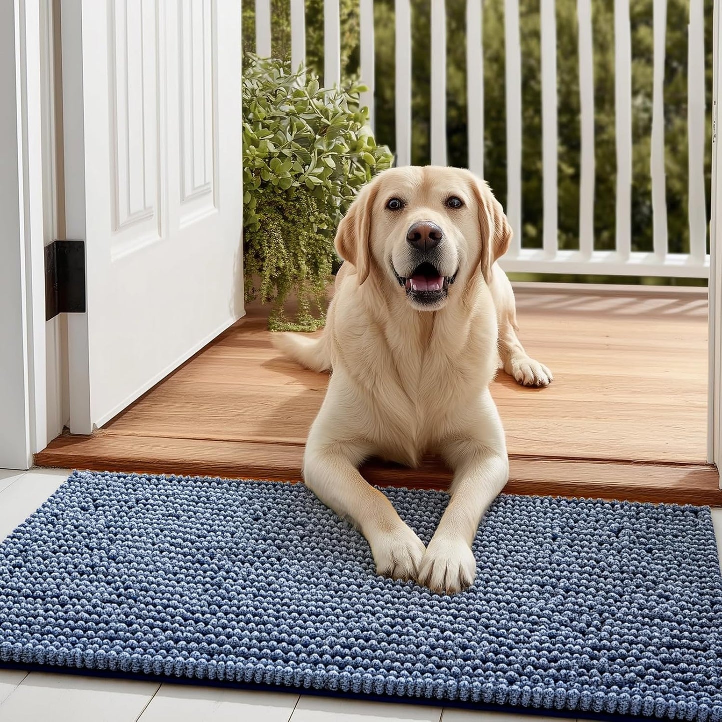 EHEYCIGA Super Absorbent Dog Door Mat for Muddy Paws 30x20 Inch Indoor, Front Doormat Outside Entrance, Quick Dry Chenille Washable Dog Crate Bed, Non-Slip Pet Rug Mud Mat Outdoor Entryway, Grey