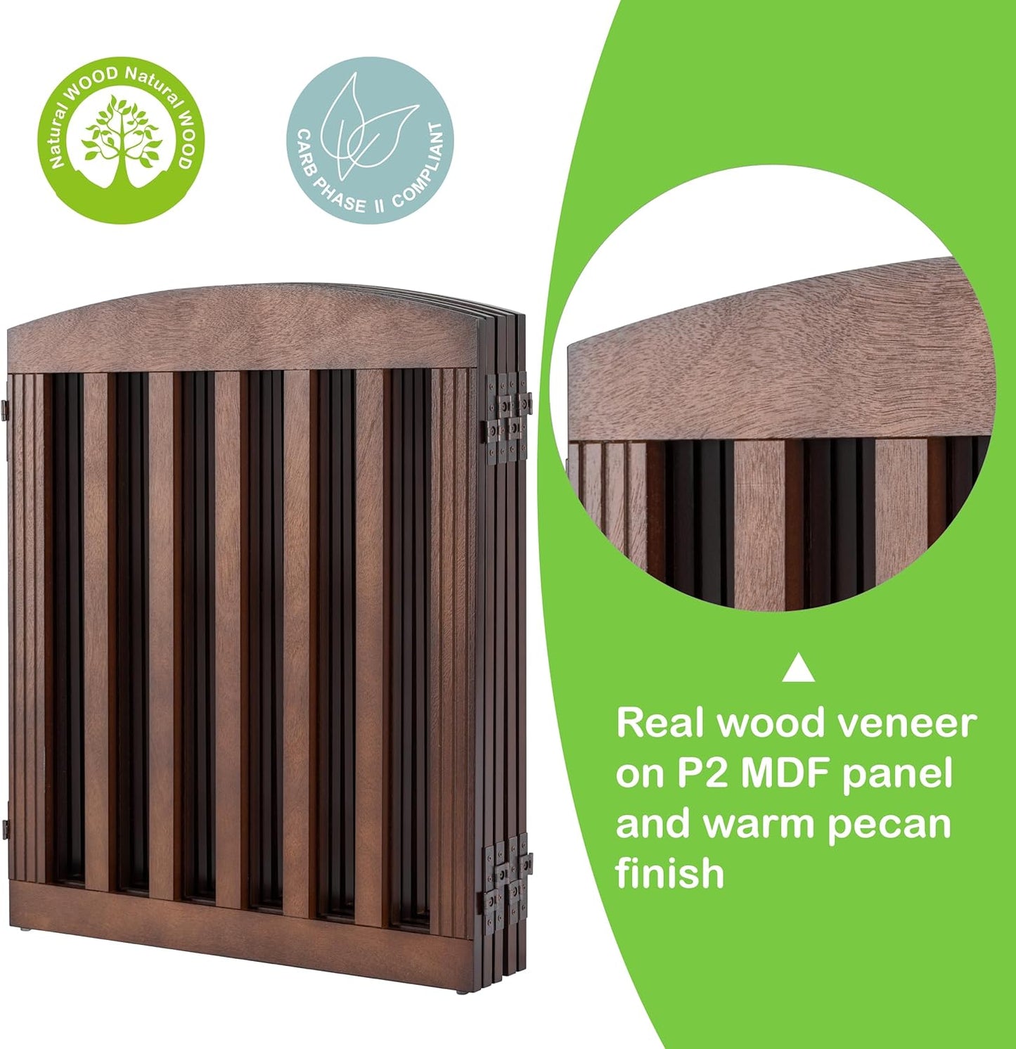 SPIRICH 96" Extra Wide 28" Tall Wooden Freestanding Foldable Dog Gate, Pet Gate Indoor, 4 Panels, White