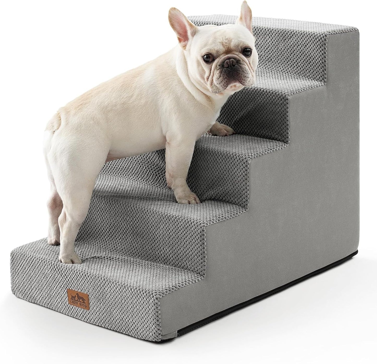 COZY KISS Dog Stairs for Small Dogs, 4 Tier Wider Pet Stairs for Couch and Beds, 17.7" H Non-Slip Dog Steps for Old Cats, Puppy, Small Medium Dogs, 17.7x23.6x17.7 inch, Beige