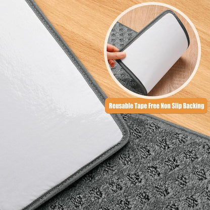 PURE ERA Bullnose Carpet Stair Treads Set Tape Free Non-Slip Indoor Stair Protectors Pet Friendly Rugs Covers Soft Skid Resistant Washable Reusable 9.5" x 30"(14 Pieces,Cream Gray)