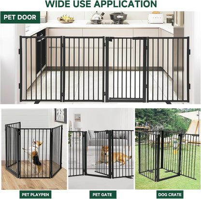 Snagle Paw Full Metal Freestanding Dog Gate,Indoor Dog Gate with Floor Protect Support Feet, 40x24 Inches Foldable Dogs Barrier for Stairs, Hallways and Doorways (24'' H 2 Panel, White
