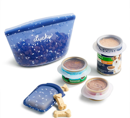 Stasher Pet Reusable Puppy Essentials Dog Food Can Lids, Cat Food Lids for Cans, Airtight Seal, Dog Travel Accessories, Food Grade Silicone Stretch Lids, Freezer & Dishwasher Safe, 3-Pack