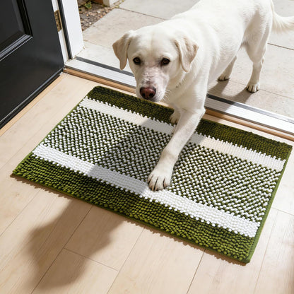 Dog Door Mat for Muddy Paws - Absorbent Quick-Dry Non-Slip Washable Chenille Pet Rug, Indoor Entryway Mat for Front Door & Crate (Brown, 24" L*16" W)