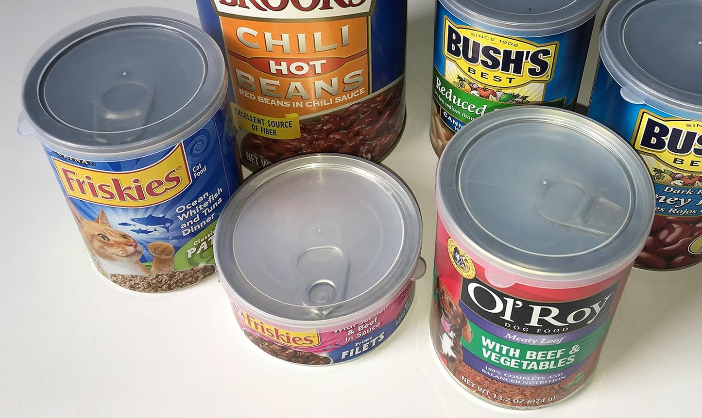 ALAZCO 6pc BPA-Free Can Covers - Large Medium & Small Plastic Tight Seal Lids For Canned Goods or Pet Dog Cat Food Saver Reusable