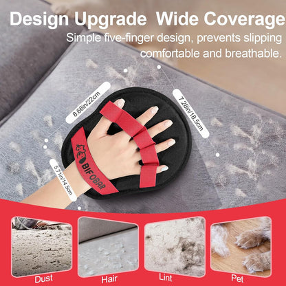Pet Hair Removal Glove - Red Magic Brush Electrostatic Mitt for Dogs & Cats, Reusable Grooming Gloves - Dog Hair Remover Tool with 5-Finger Design