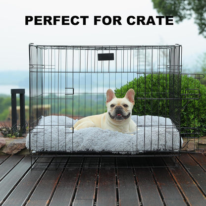 Bedfolks Waterproof Dog Crate Bed, Plush With Removable Washable Cover, Faux Fur Crate Pad for Medium Dogs, Fluffy Kennel 29"x21", Dark Grey