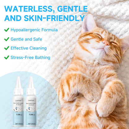 Pet Steam Brush for Dog & Cat - 3-in-1 Steam Grooming Brush for Shedding & Hair Removal - Self Cleaning Spray Comb with Mist for Long Haired Pets - Includes 1*Waterless Shampoo, Blue.