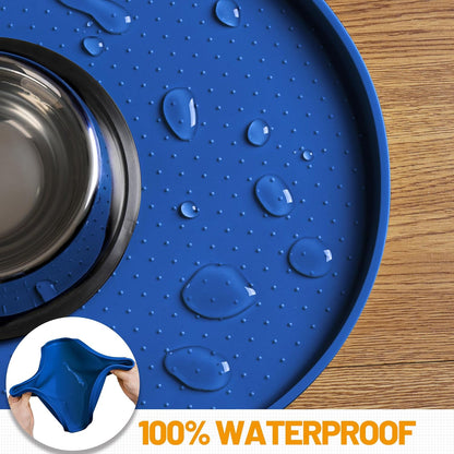 Hubulk 100% Waterproof Silicone Pet Feeding Mat with Raised Edge for Food and Water, Dog Bowl Mats, Cat Bowls Placemat with High Lip Protects Floor for Cats and Dogs (Gray, 19" L x 12" W)
