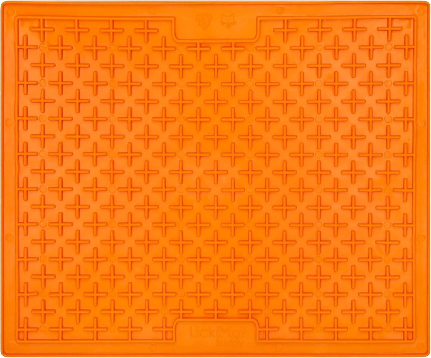 LickiMat X Large Breed Buddy Dog Lick Mat, Dog Calmer, Slow Feeder, Anxiety Reliever Alternative to Puzzle Toys, Slow Feeding Bowls. Use Peanut Butter, Wet, Raw, Mixed Food, Healthy Treats - Orange