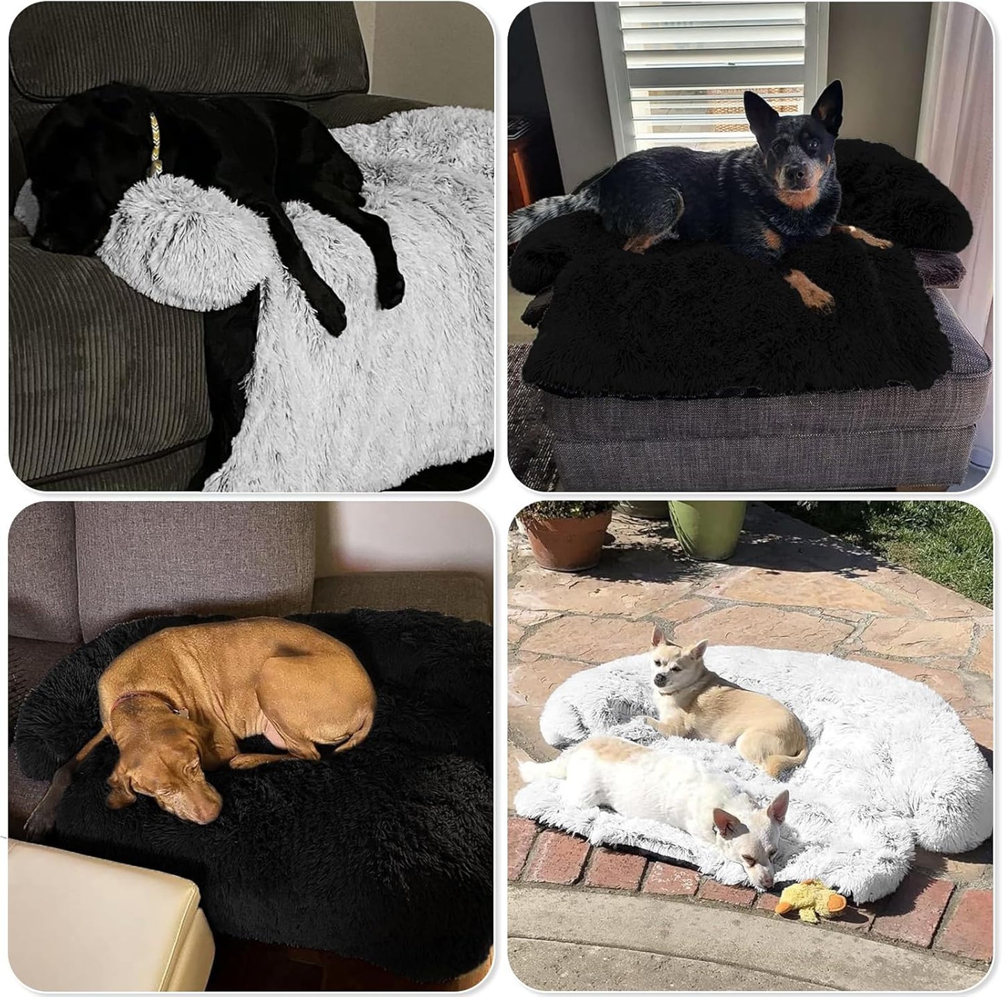Calming Dog Bed Fluffy Plush Dog Mat for Furniture Protector with Removable Washable Cover for Large Medium Small Dogs and Cats (Large, Light Grey)