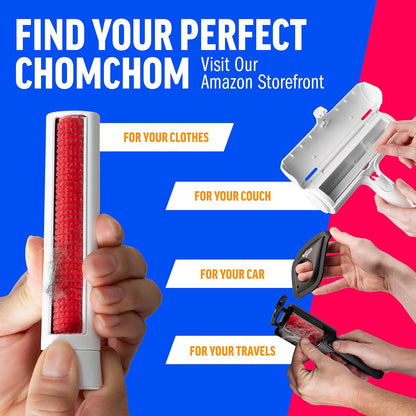ChomChom Roller Reusable Lint Roller Pet Hair Removal Tool for Clothes, Couches, Cars,Travel - Cat Dog Hair Remover, Compact, No Sticky Refills Needed (Travel Roller)