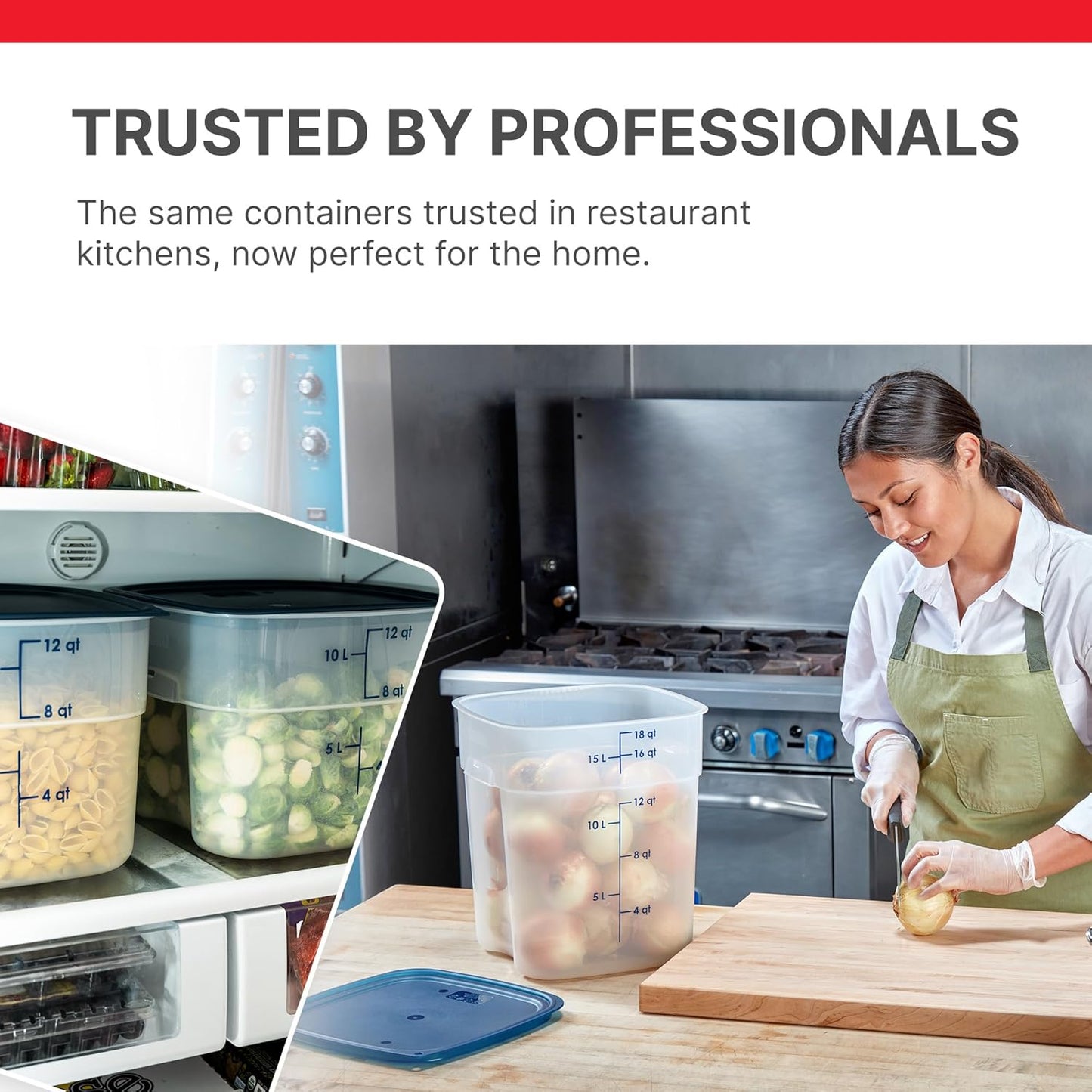 Cambro FreshPro 12 Quart (QT) Food Storage Container with Lid (Restaurant Grade) - for Food Prep, Commercial Kitchen, Pet and Dog Food Container (Translucent)