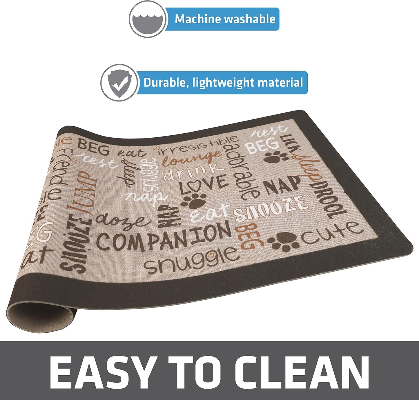 Drymate Pet Bowl Placemat, Dog & Cat Food Feeding Mat - Absorbent Fabric, Waterproof Backing, Slip-Resistant - Machine Washable/Durable (USA Made) (12” x 20”) (Indigo)