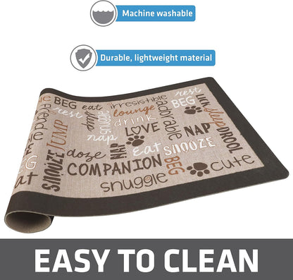 Drymate Pet Bowl Placemat, Dog & Cat Food Feeding Mat - Absorbent Fabric, Waterproof Backing, Slip-Resistant - Machine Washable/Durable (USA Made) (12” x 20”) (Indigo)