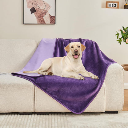 Waterproof Blanket 60"x80" for Adults, Reversible Waterproof Bed Cover for Dogs Cats Pets, Soft Leakproof Blanket for Bed Couch Sofa Furniture Protector, Dusty Pink/Off White