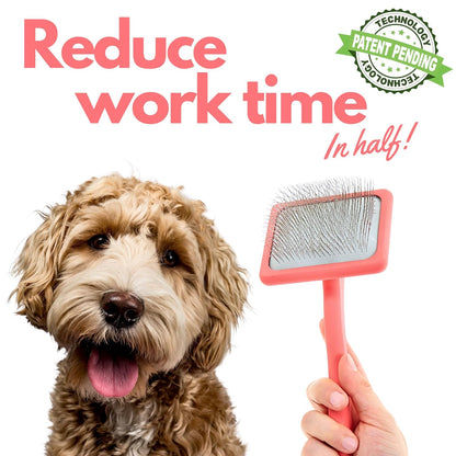 Slicker Brush for Dogs - Long Pin for Poodles, Doodles & Long Haired Dogs, Deshedding & Dematting Tool, Slicker Dog Brushes for Grooming (Coral, Flat Large)