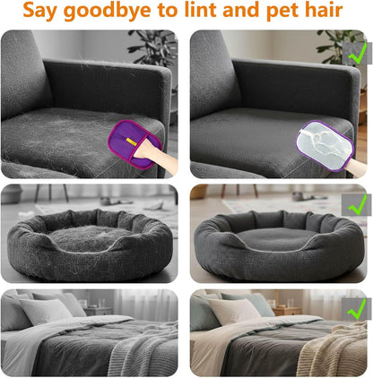 Thickened Pet Hair Removal Glove - Electrostatic Cat Dog Hair Remover Glove, Reusable Magic Brush Pet Hair Remover Tool for Couch, Carpet, and Car Seat (Black,1 Pack)