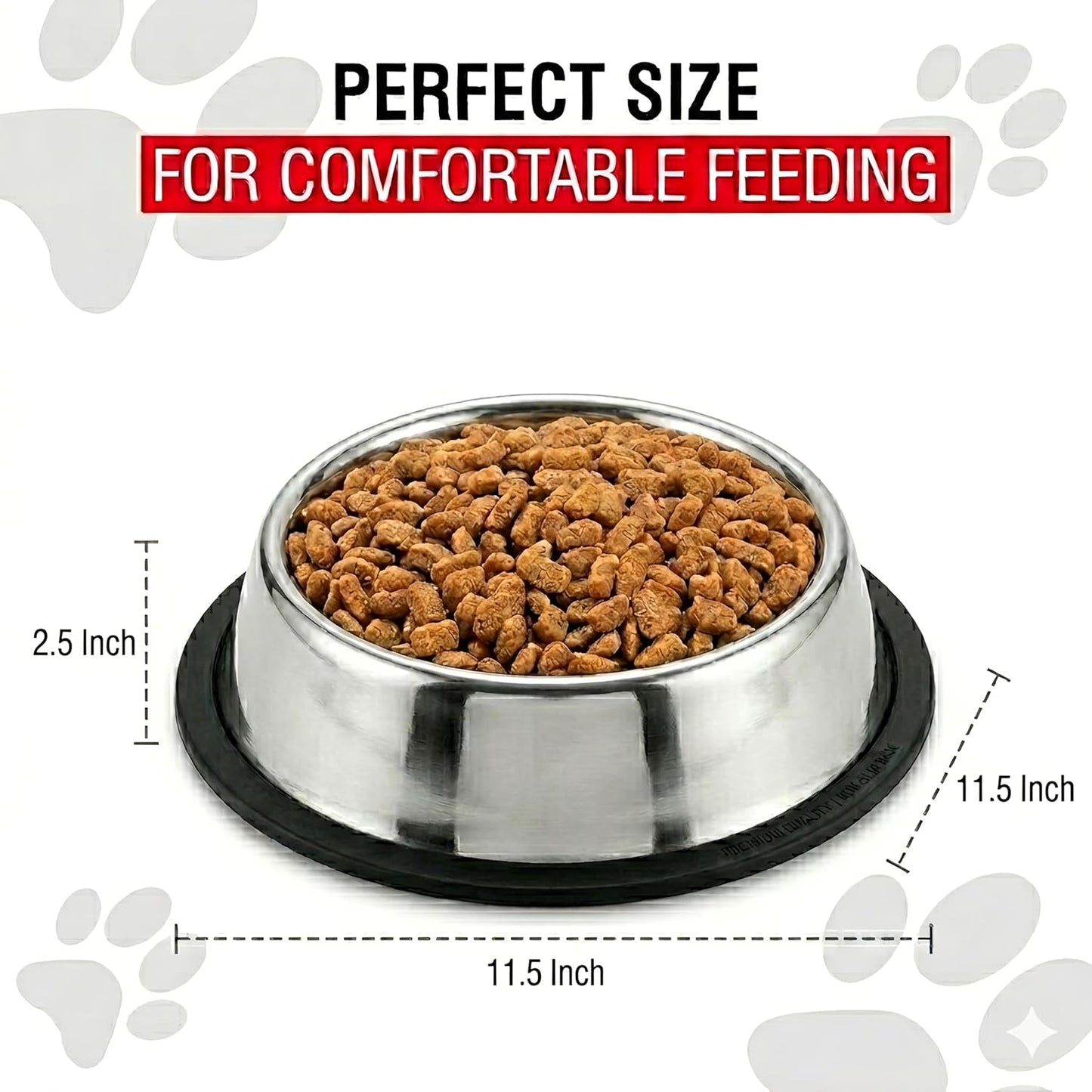 Loving Pets Stainless Steel Non-Tip Dog Bowl – Heavy Duty No Spill Dog Bowl with Removable Rubber Base – Durable, Non-Skid Stainless Steel Dog Food Bowl & Dog Water