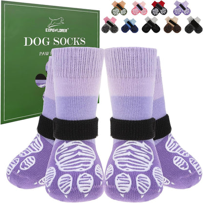 EXPAWLORER Anti Slip Dog Socks to Prevent Licking Paws, Dog Shoes for Hot Pavement Walk, Dog Booties for Hardwood Floors, Dog Boots & Paw Protectors with Grippers for Small Medium Large Senior Dogs M