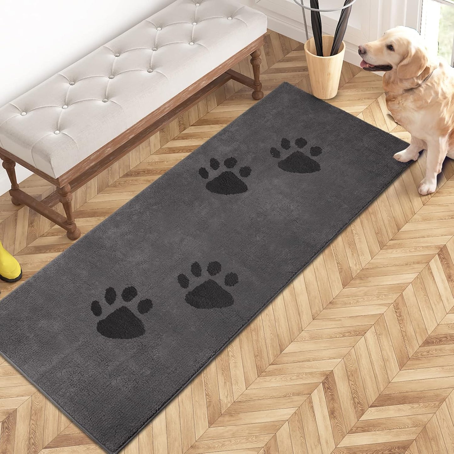 PURRUGS Dirt Trapping Door Mat 20" x 31.5", Non-Skid/Slip Machine Washable Microfiber Entrance Rug, Shoes Scraper, Dog Doormat, Super Absorbent Floor Mat for Muddy Wet Shoes and Paws, Grey
