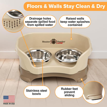 Neater Pet Brands Neater Feeder Deluxe Mess Proof Dog Bowls Elevated for Large Dogs Over 40 lbs, Made in USA, No Spill Raised Dog Food Bowl Stand Feeding Station, Food and Water Bowl Set, Black