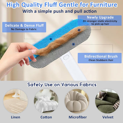 Pet Hair Remover for Furniture: Extra Long 23.2 Inch Reusable Pet Hair Removal Brush for Dog & Cat Hair, Effective on Couch, Carpet, Bedding, and Clothes, Gentle & Washable Design
