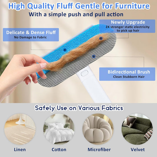 Pet Hair Remover for Furniture: Extra Long 23.2 Inch Reusable Pet Hair Removal Brush for Dog & Cat Hair, Effective on Couch, Carpet, Bedding, and Clothes, Gentle & Washable Design