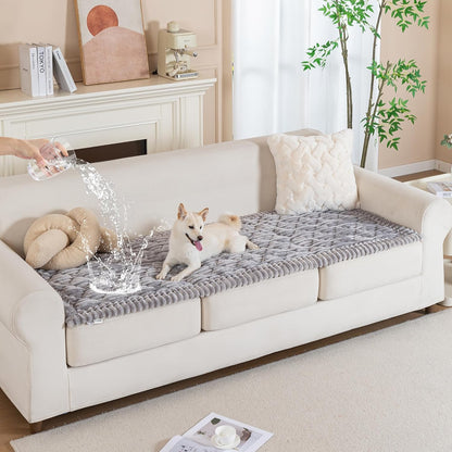 PuTian 100% Waterproof Fuzzy Couch Cover for Dogs Washable Non-Slip Furniture Cover Pet Friendly Dog Mat for Couches and Sofas White 27.6''x59'' 70cmx150cm
