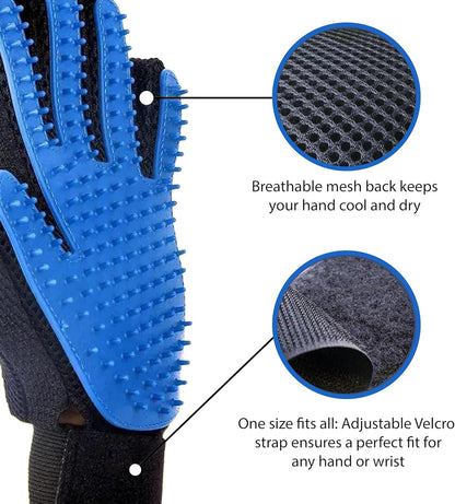 Premium 3-in-1 Pet Grooming Kit - Electrostatic Pet Hair Removal Glove with Safety Nail Scissors & Dual-Ended Toothbrush Set - Gentle Deshedding Mitt for Dogs, Cats & Furniture - All-in-One Care Pack